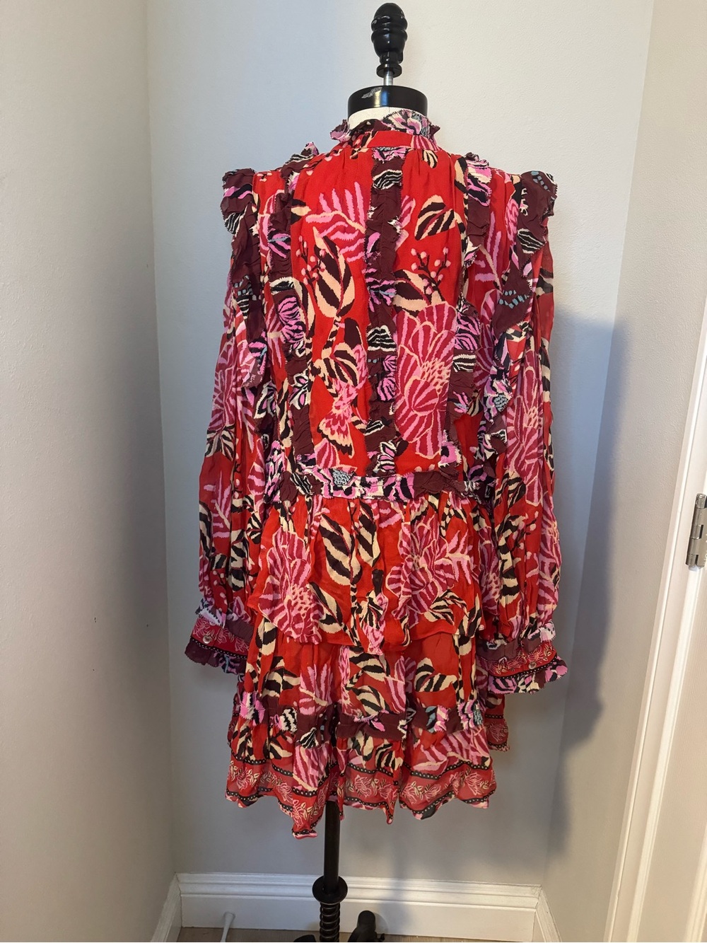 FARM Rio Pink and Orange Floral Ruffle Mini Dress - Picture 6 of 8